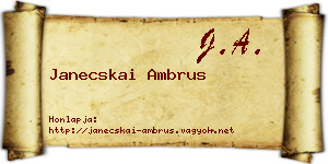 Janecskai Ambrus névjegykártya